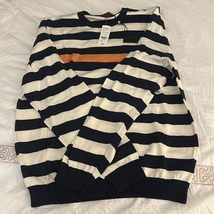 Brooks Brothers Supima Cotton striped sweater navy white orange men’s size L